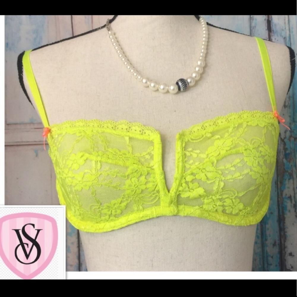 Very sexy VS Neon Yellow Lace Bra